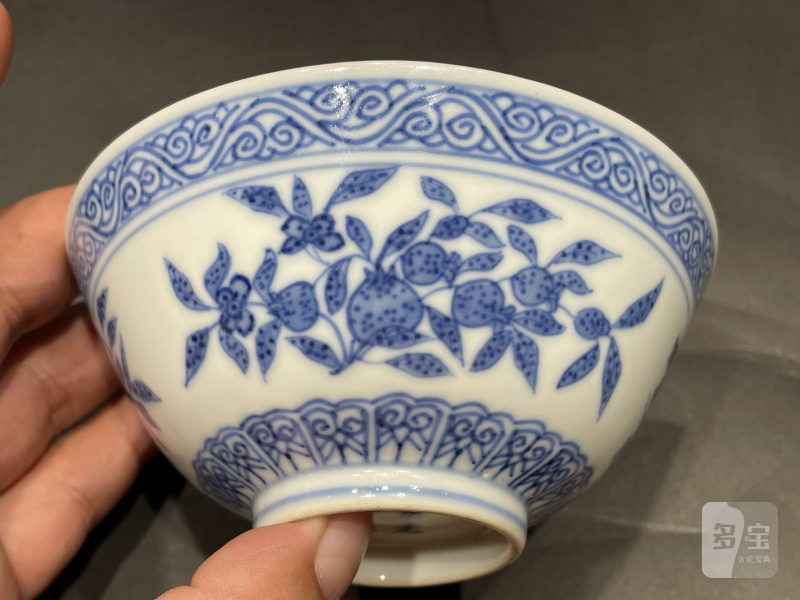 清光绪 青花三多纹碗 - 图5